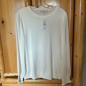 NWT Loft cream long sleeve sweater . Size M
